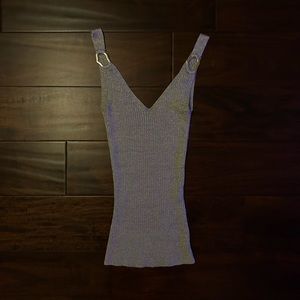 Silver metallic knit tank top xs